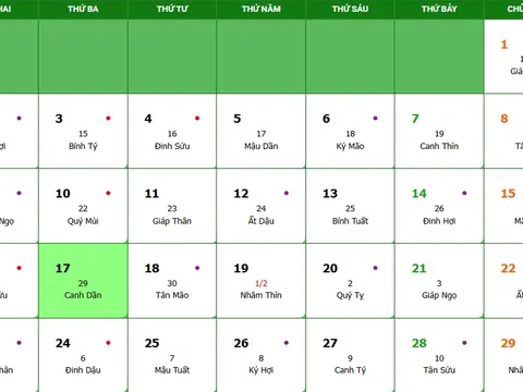 Lịch âm 17/3/2026, xem âm lịch hôm nay Thứ 3 ngày 17/3/2026