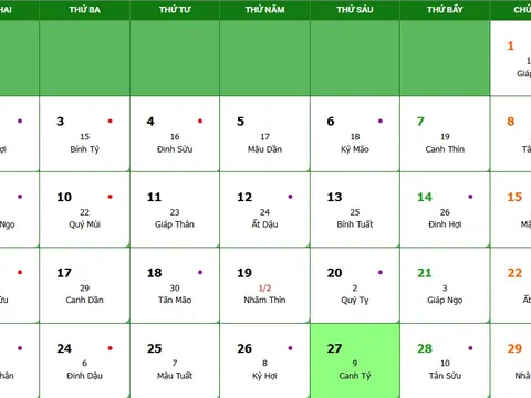Lịch âm 27/3/2026, xem âm lịch hôm nay Thứ 6 ngày 27/3/2026