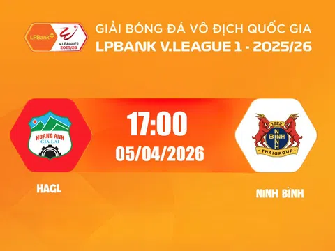 Trực tiếp bóng đá HAGL vs Ninh Bình 17h00 hôm nay 5/4/2026