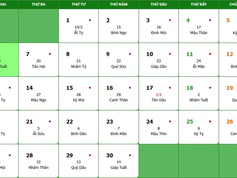 Lịch âm 6/4/2026, xem âm lịch hôm nay Thứ 2 ngày 6/4/2026