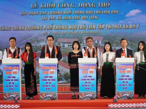 Tỉnh Quảng Ngãi khởi công xây dựng 5 trường nội trú liên cấp tại các xã biên giới