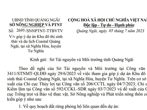 Sở NN&PTNT, Sở TN&MT tỉnh Quảng Ngãi góp ý Dự án Khu đô thị sinh thái và du lịch Coastal Quảng Ngãi