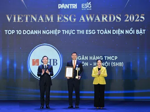 SHB được vinh danh Top 10 Doanh nghiệp thực thi ESG toàn diện nổi bật