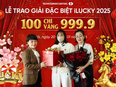 TCBS trao giải đặc biệt iLucky 2025 trị giá 100 chỉ vàng cho khách hàng