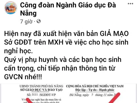 Đà Nẵng: Bác bỏ văn bản giả mạo cho học sinh nghỉ học do mưa lớn