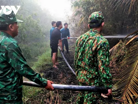 An Giang: Lực lượng chức năng kịp thời dập tắt đám cháy rừng tràm