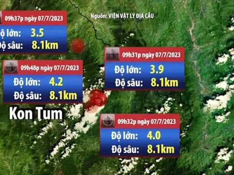 Liên tiếp xảy ra các trận động đất tại huyện KonPlong, tỉnh Kon Tum