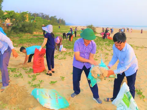 Hơn 500 cán bộ, giáo viên huyện Thạch Hà ra quân làm sạch biển