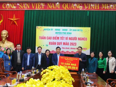 Thành phố Thái Nguyên hỗ trợ 750 triệu đồng xây dựng 15 căn nhà Đại đoàn kết tại huyện Phú Bình