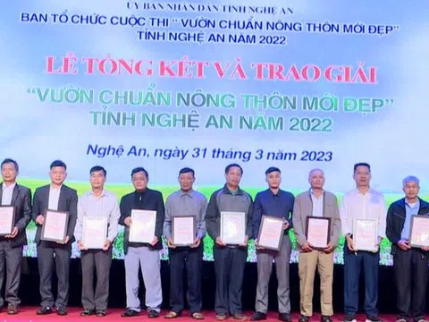 Nghệ An trao giải cuộc thi "Vườn chuẩn Nông thôn mới đẹp" năm 2022