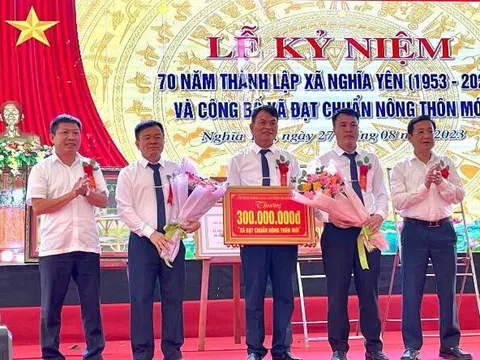 Nghệ An: Nghĩa Yên đạt chuẩn nông thôn mới trùng dịp kỷ niệm 70 năm thành lập xã