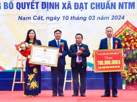 Xã Nam Cát (huyện Nam Đàn) đạt chuẩn nông thôn mới kiểu mẫu