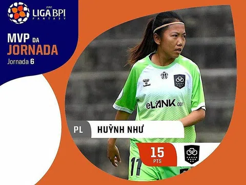 Tiền đạo Huỳnh Như được bầu chọn Cầu thủ xuất sắc nhất Vòng 6 Giải Vô địch Quốc gia nữ Bồ Đào Nha