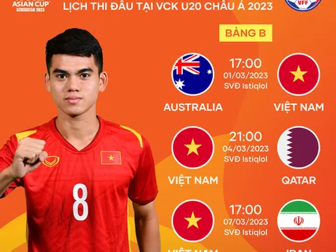 Lịch thi đấu của Đội tuyển U20 Việt Nam tại Vòng chung kết U20 Châu Á 2023