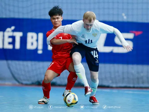 Đội tuyển Futsal U19 Việt Nam thắng đậm các cầu thủ Futsal U19 Nga trong trận giao hữu lượt đi