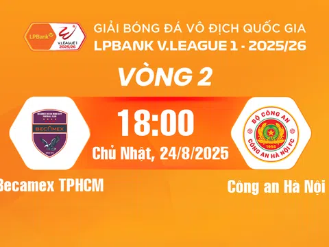 Trực tiếp bóng đá Becamex TPHCM vs CAHN 18h hôm nay 24/8/2025