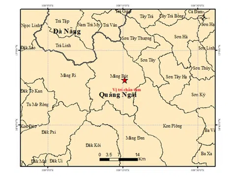 Xuất hiện động đất cường độ lớn ở Quảng Ngãi, gây rung lắc diện rộng