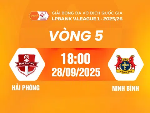 Trực tiếp bóng đá Hải Phòng vs Ninh Bình 18h00 hôm nay 28/9/2025