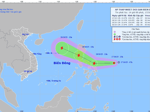 Áp thấp nhiệt đới gần Biển Đông, có khả năng mạnh lên thành bão số 12