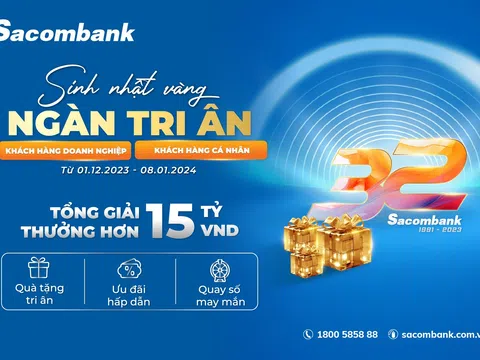 Sacombank tưng bừng khuyến mại tri ân khách hàng mừng sinh nhật lần thứ 32