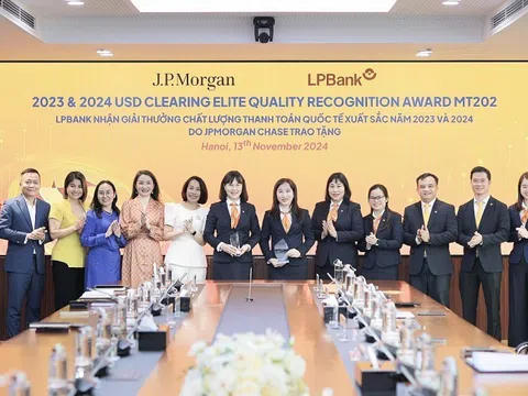 LPBank khẳng định vị thế dẫn đầu trong lĩnh vực thanh toán quốc tế với giải thưởng danh giá từ JPMorgan Chase