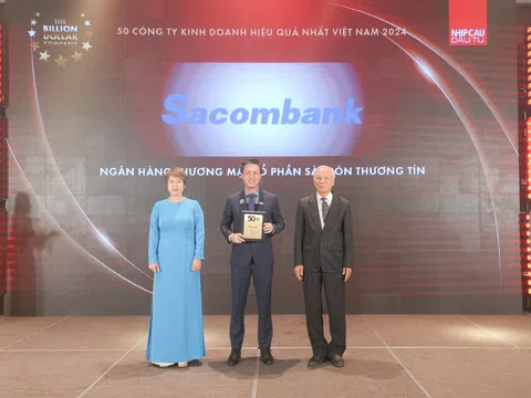 Sacombank lần thứ 3 vào “Top 50 Công ty kinh doanh hiệu quả nhất Việt Nam”