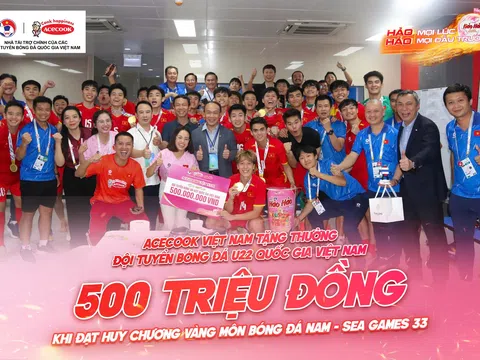 Acecook Việt Nam thưởng nóng 500 triệu đồng cho Đội tuyển Quốc gia U22 Việt Nam đạt huy chương vàng Sea Games 33