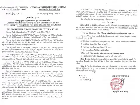 Chi cục Chăn nuôi và Thú Y Hà Nội lý giải về một số dấu hiệu bất thường tại gói thầu mua sắm thuốc diệt ruồi